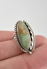 Vintage Navajo Sterling Silver Webbed Royston Turquoise Stamped Leaf Ring