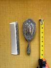 Vintage Silver Tone Vanity Hair Brush And Comb Set Ornate Floral Scroll
