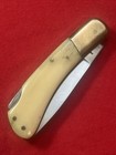 Vtg Old Rare Wilmarth Scrimshaw Small Lockback Folding Pocket Knife Japan