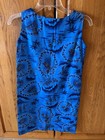 Vintage 1960s Hawaiiana Sz 10 Sleeveless Hawaiian Dress Deep Blue Waikiki