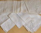 4 Antique Embroidery Pansies   s  Monogram Wedding Cotton Handkerchiefs Hankies