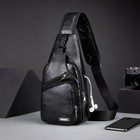 Black Chest Crossbody Bag Sling Backpack For Men With Usb Charge Port