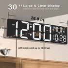 30  Large Digital Wall Mount Clock With Remote Control  Alarm  Auto Dst