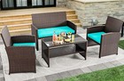 Patio Furniture Wicker Outdoor Bistro Set Rattan Conversation Loveseat W table