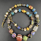 Antique Millefiori  Fancy eye Skunk  King Venetian African Trade Beads Necklace