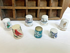 Wooden Thimble Display Case Miniature Wall Mount 7 Thimbles Incl 