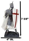 Templar White Cloak Medieval Crusader Swordsman Knight W  Cross Shield Figurine