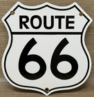 Vintage Us Route 66 Porcelain Metal Highway Sign Gas Oil Road Shield Americana