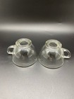 Clear Glass Tea Cups Coffee Mugs Set Of 2 Footed Handle Vintage Style