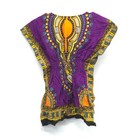 Thai Dashiki Top Free Size Purple Multicolor 100  Cotton Boho African Style