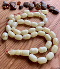 Big White Natural Baltic Amber 62g Islamic Prayer Rosary Barrel 33 Beads Tesbih