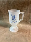 Vintage 1970s Indiana Glass Air Force Academy Clear Satin Blue Logo Coffee Mugs