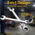 16pcs 6-22mm Metric Flexible Head Ratcheting Wrench Combination Spanner Tool Set