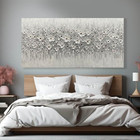 Large White Modern Floral Wall Art 3d Artwork For Wall 29x58 In 30 x60  