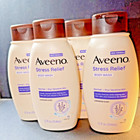 4 Aveeno Stress Relief Body Wash Lavender Gentle Sensitive Skin  12oz Purple Lid