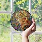 Orange Cat Stained Glass Window Suncatcher     Colorful Feline Glass Sun Catcher
