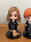 Set Of 3 Unbranded Harry Potter Like Figures With Stands And Pets
