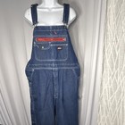 100 cotton  Dickies Blue Denim Bib Overalls Unisex W  Red Front Zip Pocket