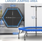 50  Rebounder Trampoline For Adults With Bar  550lb Mini Trampoline Quiet  Blue