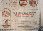 Lebanon Syria 1935 Large Touristic Map On Linen