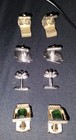 Vintage 1960s 1970s Men s Cufflinks Lot 4 Pairs Emerald Topaz Mesh Wrap Crown