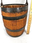 Antique Barrel Bucket W  Handle Natural Metal Band 11 5 X 8 5 Primitive Replica 