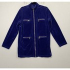 Joan Vass Navy Blue Velour Track Suit Jacket   Crop Pants Size 3 Or 16 18