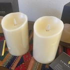 Lot Of 2 Luminara 3 5  X 5  Pillar Candles Real Flame Effect Ivory Wax Unscented