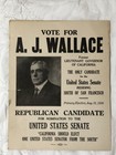 1920s Vote For A j  Wallace Candidate For Us Senate Republican Poster  Former Lg