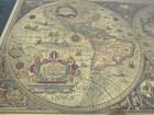Vintage Framed Gold Foil Blaeu Wall Map Of Old World 26 x32  Wall Decor