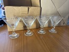 New Princess House Aston Etched Crystal Martini Cocktail Glasses Set 4 W box Usa