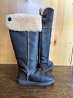 Ugg Over The Knee Bailey Button Boots 10 Lotus Hologram Fur Euc Fur Sheepskin