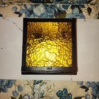 Vintage Mid Century Retro Light Fixture Textured Stained Glass Rare Antique