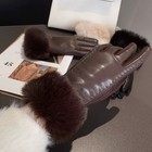 Women   s Winter Pu Leather Gloves  Warm Thermal Lined Gloves With Soft Faux Fur