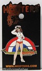 Hooters Restaurant Marine Pilot Girl Saluting By Helicopter Military Lapel Pin