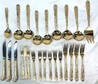 Towle Supreme Stainless Gold Electroplate Flora  Flatware 25 Pc  Vintage Japan