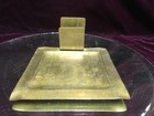 Vtg  Antique Arts And Crafts Hammered Brass Ashtray Match Holder Cigar