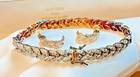 Vintage Signed Boxed Earrings Bracelet Set 18k Gold 925 Sterling Silver Diamonds