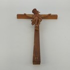 Hand Carved Wooden Crucifix Jesus Inri Two Tone Brown 15  Wall Cross Vintage