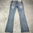 Miss Me Chloe Bootcut Jeans Womens 28 Blue Medium Wash Stretch Cross Embellished