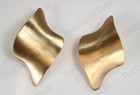 Clip On Matt Gold Tone Huge 6cm Earrings Large Oversize Curve Retro Vintage Styl