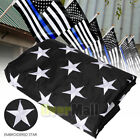 2pcs 3x5ft Usa American Flag Nylon Sewn Stripes Embroidered Stars Brass Grommets