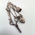 Vintage Sterling Silver Sewing Chatelaine Pendant Scissors Thimble Hook  2 