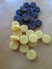 Bakelite Butteryellow Marbled  Brown Swirl Backgammon Checkers 29 Game Chips
