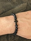 Charm Natural Stone Bracelet Cross Black Lava Matte 8m Beaded Bracelets Handmade