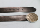 Fossil Solid Black Genuine Leather Silver Medallion Buckle Waist Belt Sz M
