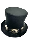 Rock Star Plain Top Hat  Concho Leather Band Victorian  Mad Hatter Usa Made