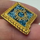 Vintage New Mexico Zia Symbol Lapel Pin Tie Tack Blue Gold Tone Turquoise