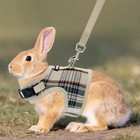 Plaid Breathable Rabbit Harness And Leash Set Escape Proof Beige M Padded Vest