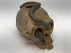Vtg Skull Snake Pottery Statue Figurine Japan Edo Meiji Candle Incense 5 
